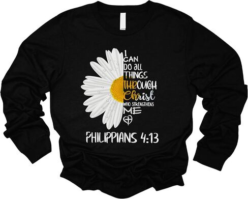Love in Faith | I Can Do All Things Daisy | Christian T-Shirts for Women | Faith-Based | Christian Gifts in Kuwait