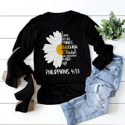Love in Faith | I Can Do All Things Daisy | Christian T-Shirts for Women | Faith-Based | Christian Gifts in Kuwait