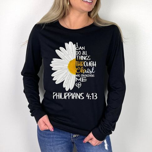 Love in Faith | I Can Do All Things Daisy | Christian T-Shirts for Women | Faith-Based | Christian Gifts in Kuwait