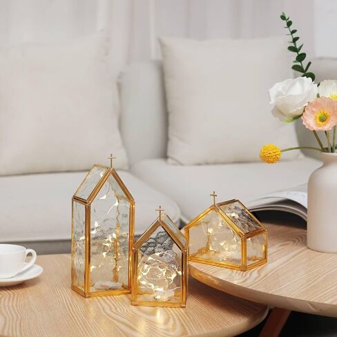 Glass Candle Holder Set of 3, Black Copper Frame Candle Holders Birthday Gifts for Women, Men, Friends, House Warming Gifts New Home Table Top Home Decor for Living Room, Mantels, Coffee Tables in Saudi Arabia