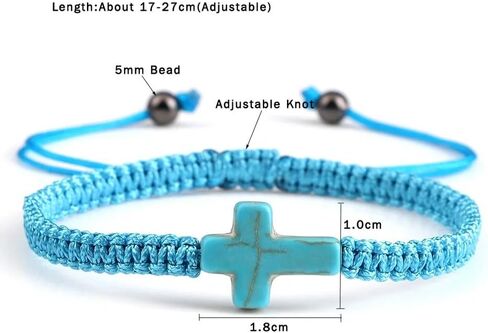 Adjustable Handmade Cross Braided Rope Bracelet for Christian Colorful Matching Couple Charm Jewelry Inspirational Religious Woven Bracelet Birthday Easter Thanksgiving Christmas Gifts in Kuwait