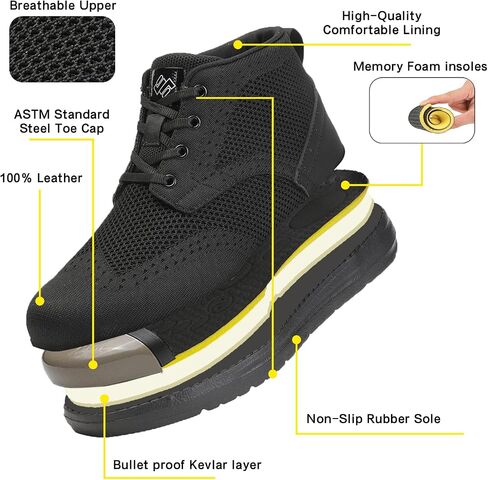 NIFOFISE Steel Toe Shoes for Men Womens，High-Cut Indestructible Construction Wide Work Safety Shoes Slip Resistant Comfortable Lightweight Breathable Sneakers Zapatos de Trabajo para Mujer in Saudi Arabia