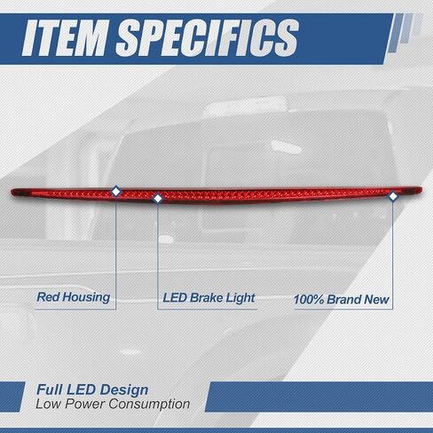 Auto Dynasty Full LED Rear High Mount Center 3rd Third Tail Brake Light Stop Lamp Compatible with Cadillac DTS 2006-2011, Red Housing in Kuwait