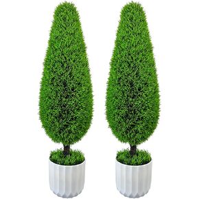 Artificial Gardenia Topiary Ball Tree 21.6'', 2 Pack Faux Potted Plants Fake Boxwood Plants for Home Office Wedding Office Living Room House Indoor Outdoor Decor Small White in Kuwait