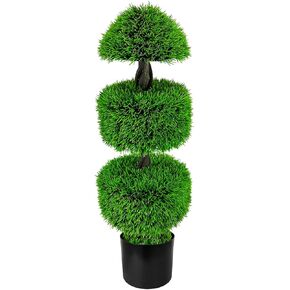 Artificial Gardenia Topiary Ball Tree 21.6'', 2 Pack Faux Potted Plants Fake Boxwood Plants for Home Office Wedding Office Living Room House Indoor Outdoor Decor Small White