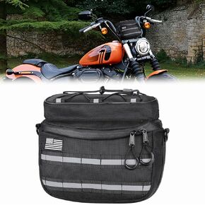 KEMIMOTO Motorcycle Handlebar Bag, Universal Tool Bag with Reflective Strips, Snowmobile Handle Bar Bag, Sissy Bar Bag, Bicycle Front Fork Storage Bag Compatible with Cruiser Softail Dyna Sportsters