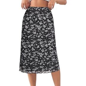 Avanova Women Mesh High Waist Straight Long Skirt Lettuce Trim Bodycon Maxi Skirts