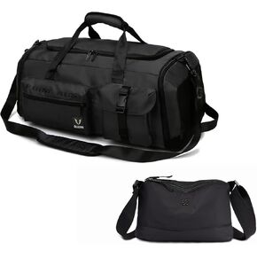 Eslcorri 65L Travel Duffle Bag for Women & Men with Travel Purse, 3 in 1 Large Sports Gym Bag with Shoe and Wet Clothes Compartment -Black