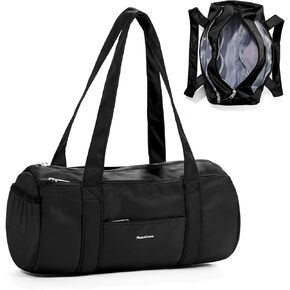 Duffel Bag Small Gym Bag 13.78"x6.7"x6.7" Carry On Bag, Mini Personal Item Bag Lightweight Tote Weekender Overnight Bags for Women and Men Sports, Traveling, Swimming, Yoga (Black)