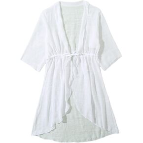 Milumia Girl's Tie Front Chiffon Kimono Swimsuit Bathing Suit Beach Cover Up
