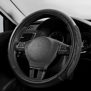 غطاء عجلة القيادة PIC AUTO، فوم معيني سميك أسود وجلد فاخر، ملحقات عجلات قيادة عالمية 14.5-15.5 بوصة قابلة للتنفس ومضادة للانزلاق للرجال والنساء in Kuwait