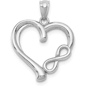 Solid 14k White Gold Small Infinity Love Knot Symbol Heart Pendant Charm