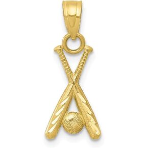 Solid 10k Yellow Gold Baseball Bats Charm Pendant - 20mm x 9mm