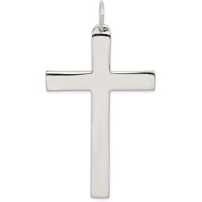 Solid 925 Sterling Silver Latin Cross Charm Pendant - 58mm x 37mm