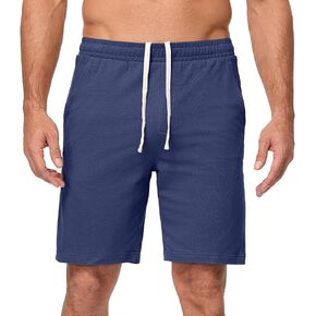 JMIERR Men's 100% Cotton Shorts 9" Casual Elastic Waist Drawstring Lightweight Workout Lounge Beach Jersey Sweat Shorts