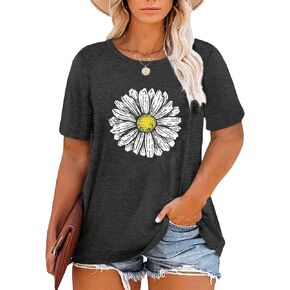 HDLTE Women Plus Size T Shirts Short Sleeve Casual Graphic Tee Tops