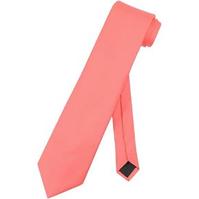 Vesuvio Napoli NeckTie Solid EXTRA LONG CORAL PINK Color Men's XL Neck Tie