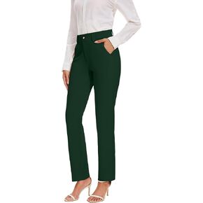 Women's Stretch Business Straight Leg Dress Pants with Pockets Wear to Work Casual Suitpants