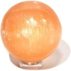 HQRP 40mm Natural Orange Selenite Sphere Polished Sparkling Gemstone Crystal Decor Mineral Ball from Morocco + Stand (1PC)