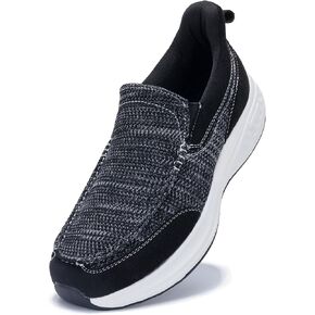 Loafers for Men with Arch Support Casual Slip on Walking Shoes for Plantar Fasciitis Orthotic Hands Free Shoes Canvas Boat Shoes