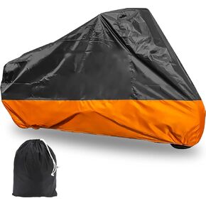 Motorcycle Cover XXXL Waterproof for Harley for Ultra Classic Davidson, Large Cover for Street Glide for Electra for Touring FLHTCU for Road King for GL for Honda for Goldwing Outdoor Weather (Orange)