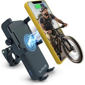 3-in-1 Bike Phone Holder with Built-in Wireless Powerbank and Bike Light – Universal Phone Holder for Bike Handlebar - Bicycle Phone Mount with 5000 mAh Power Bank