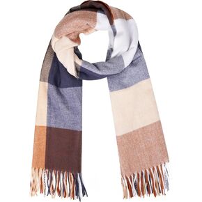 Tartan Scarf for Women Winter，Womens Coloured Plaid Scarf Long Tassel Warm and Soft Scarves for Women