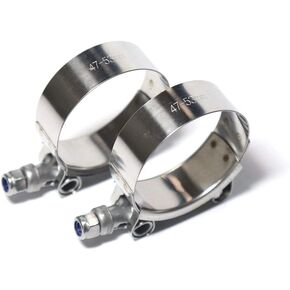 LTI Working Range 47mm-53mm T-Bolt Clamps High PSI Premium Quality Full 304 Stainless Steel Turbo Intercooler Hose For 1.5" ID Hose (2 Pack)