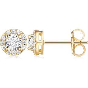 Gold Stud Earrings for Women 14K Gold Earrings Small Gold Stud Earrings for Women Lightweight Classic Cubic Zirconia Hypoallergenic Gold Stud Earrings for Women 6.5mm,8.5mm