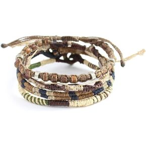 Wakami Earth Charm Bracelet | Handmade Boho Jewelry for Womens & Mens | Braided, Beaded, Waterproof, Fair Trade, Stackable Bracelets | Sliding closure and button closure the strands
