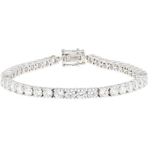 JTV Cubic Zirconia Tennis Bracelet - Rhodium Plated Sterling Silver - CZ Tennis Bracelets for Women - 18k Gold Plated Tennis Bracelet for Women - Silver Tennis Bracelet for Women