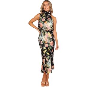 Petal & Pup Women's Anabelle Halter Neck Midi Dress