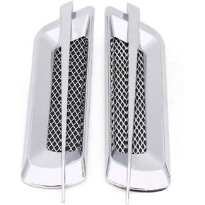 Qiilu 2pcs Car Side Air Vent Universal Intake Grille Vent Hole Cover Decoration Sticker Decor Silver