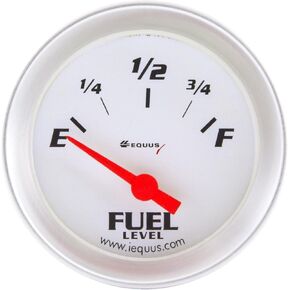 Equus 8363 2" Fuel Level Gauge, White with Aluminum Bezel