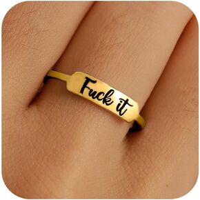 Fuck it Ring, Fuck Ring for Women Men 925 Sterling Silver Stackable Mantra Ring Funny Curse Word Inspirational Ring Creative Ring The Best of Sisters BFF Birthday Christmas Jewelry Gift
