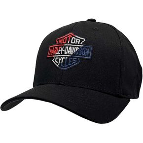 Harley-Davidson Men's RWB Bar & Shield Logo Stretch Fit Baseball Cap - Black