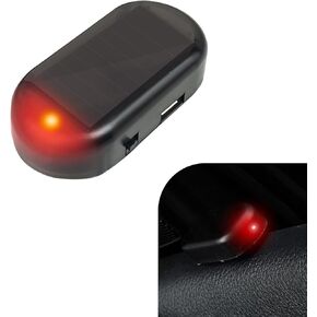 1 PC Car Solar Security Anti-Theft Light, 1.96 x 1.06 Simulation Warning Strobe Light Alarm, LED in-car Smart Induction Decoration, Universal for Car Pasting Installation Accessories (Red)