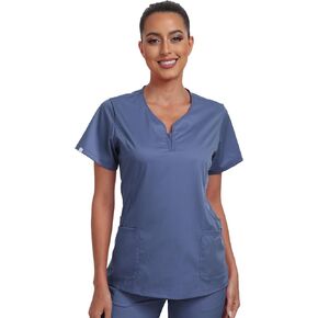 Scrub Tops for Women, Curve V-Neck, 4 Pockets, 4-Way Stretch Women's Medical Uniforms