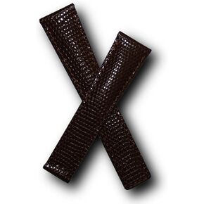 20mm Dark Brown Lizard Grain Genuine Leather Watchband with Brown Stitching to fit TAG Heuer Monza (Spring Bars Included)