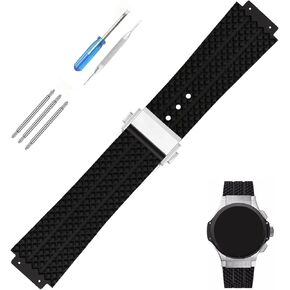 19mm*25mm*22mm Rubber Watch Band replacement for Hublot Big Bang 25 mm Diamond Pattern Silicone Strap Wirstband accessories with Buckle for Men and Women