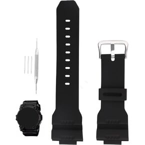 XIW Compatible for 16mm 10330771 Casio GW-7900 GW-7900B G-7900 G-7900B Rubber Watch Band Replacement for men Silicone Wirstband Strap women Bracelet,Black