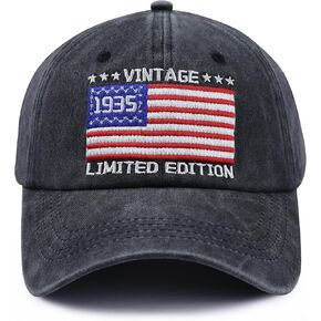 Limited Edition 1935 1945 1955 1965 1975 1985 1995 Hats for Men Women, Vintage American Flag Decor Birthday Gift Baseball Cap