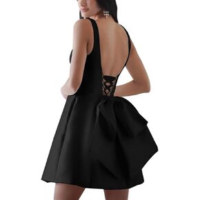Sleeveless Homecoming Dress with Bow Satin Short Wedding Dresses Spaghetti Strap Wedding Guest Gown