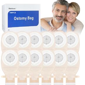 100 Colostomy Bags, Ostomy Supplies,One Piece Drainable Ostomy Pouch for Ileostomy Stoma Care, Cut-to-Fit