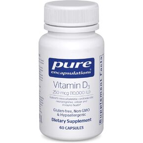 Pure Encapsulations Vitamin D3 250 mcg (10,000 IU) - Supplement to Support Bone, Joint, Breast, Heart, Colon & Immune Health - with Premium Vitamin D - 120 Capsules