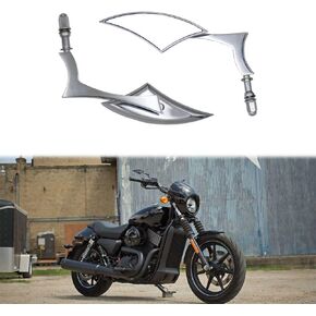 Handlebar Mount Mirrors,Left & Right Side Long Stem Rearview mirrors for 1982-2024 Harley Models,for CVO Dyna Electra Glide Road Glide Road King Softail Street Glide Sportster 1200 883,Chrome