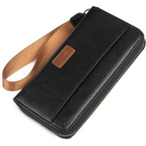 SENDEFN Womens Wallet Genuine Leather Wristlet Wallets for Women Clutch Credit Card Holder Zipper Around Long Purse
