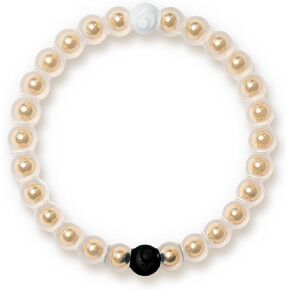 Lokai Metal & Silicone Beaded Bracelets for Women & Men, Metal Sphere - Stylish Jewelry Fashion Bead Bracelet with Black & White Beads - Ring Bangle Slide-On Style Over Wrist