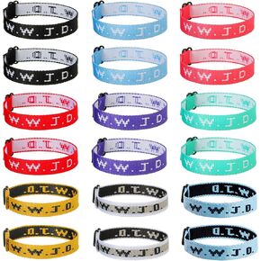 18Pcs WWJD Bracelets Cross Pendant Beads Stretch Bracelet for Women Men What Would Jesus Do Woven Bracelet Christian W.W.J.D. Webbing Bracelets Religious Jewelry Gift