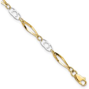 سوار Lex & Lu 14k ذهبي ذو لونين مقاس 7 بوصات مصقول in Kuwait